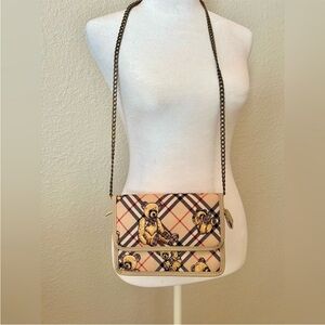 Designer Plaid Crossbody Bag/or cosmetic bag with Bear Print
